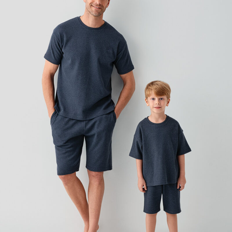 RP3825 طقم بيجاما من كولكشن العائلة الاب وابنه قطن لون كحلي