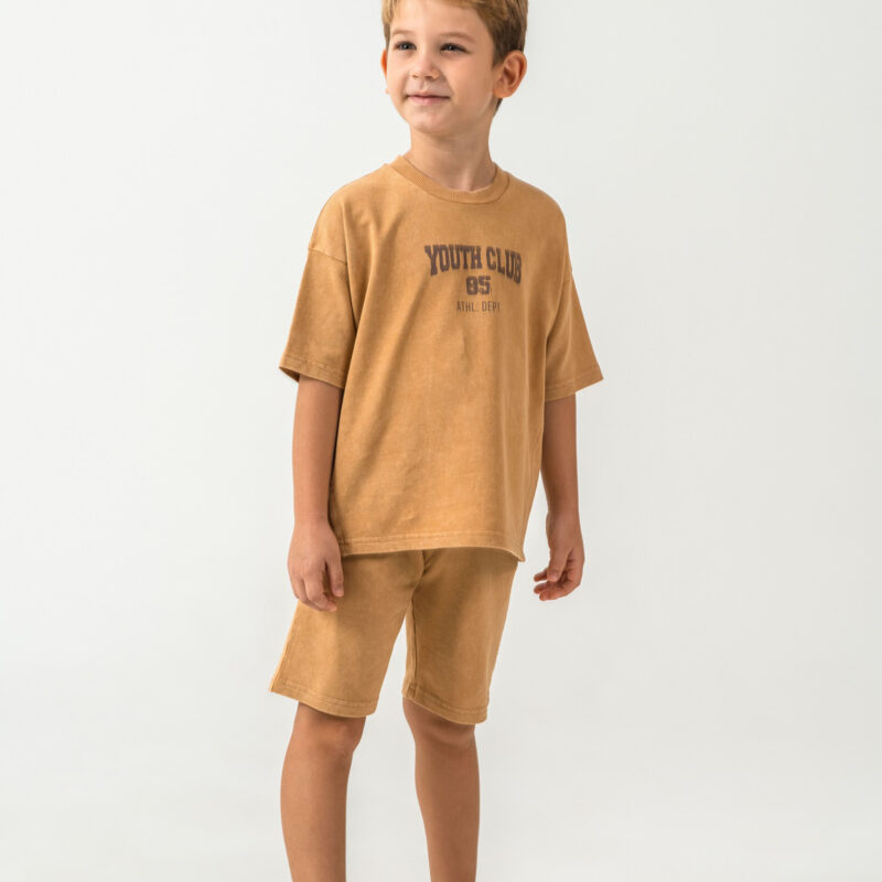 RP3728 طقم شورت للاولاد قطن قطعتين  لون اصفر