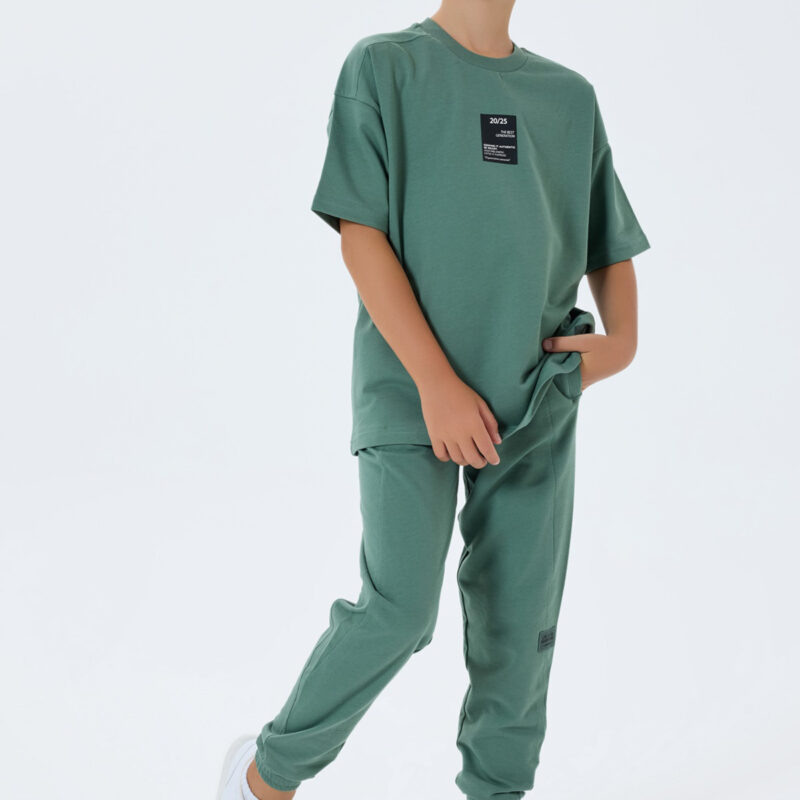 RP3768 طقم للاولاد قطن قطعتين  لون اخضر