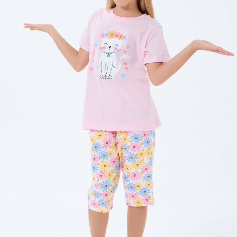 RP3783-2 طقم شورت طويل قطن للفتيات قطعتين