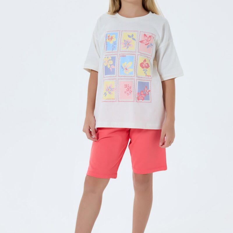 US2513 US POLO ASSN طقم شورت قطن للفتيات