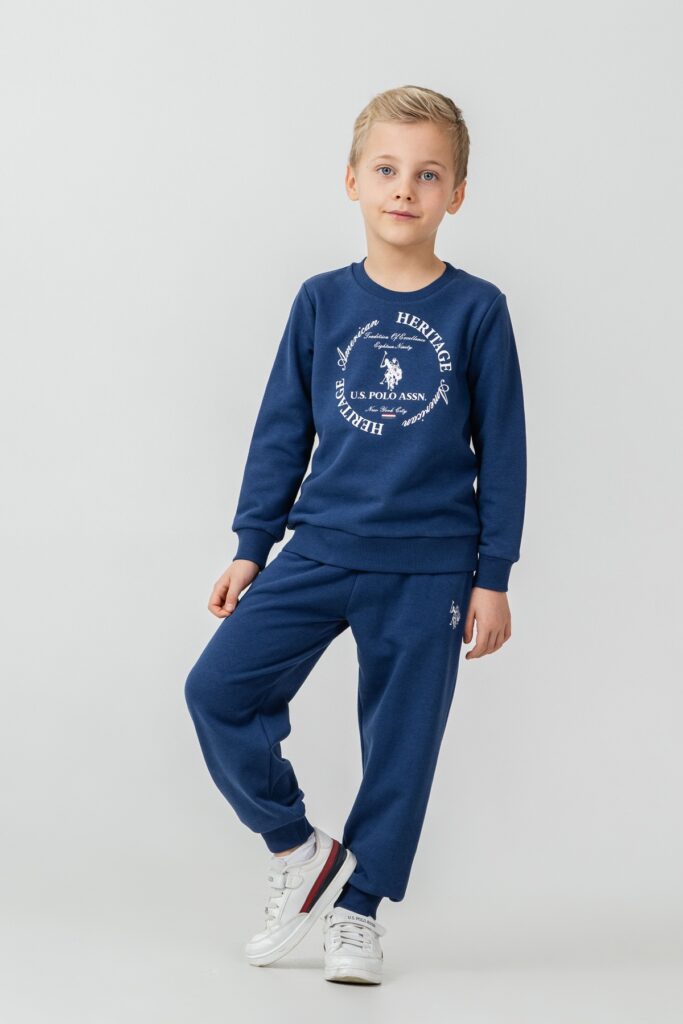 US2600 US POLO ASSN طقم للاولاد قطن ثلاثة خيط لون كحلي
